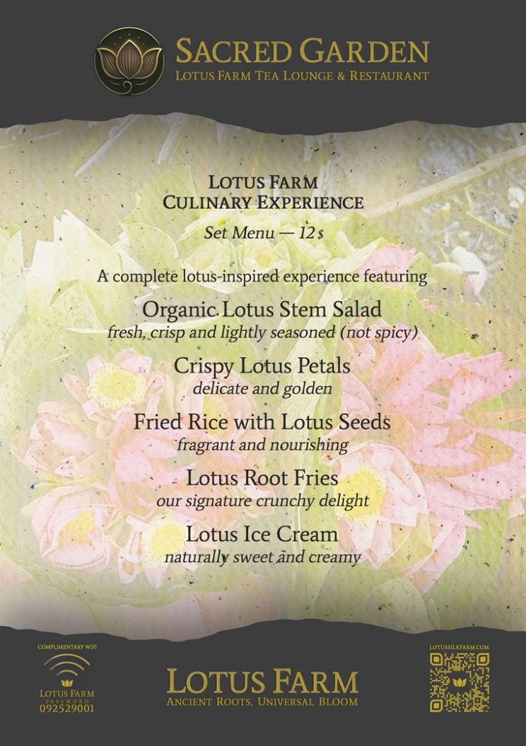 Lotus Farm menu - front